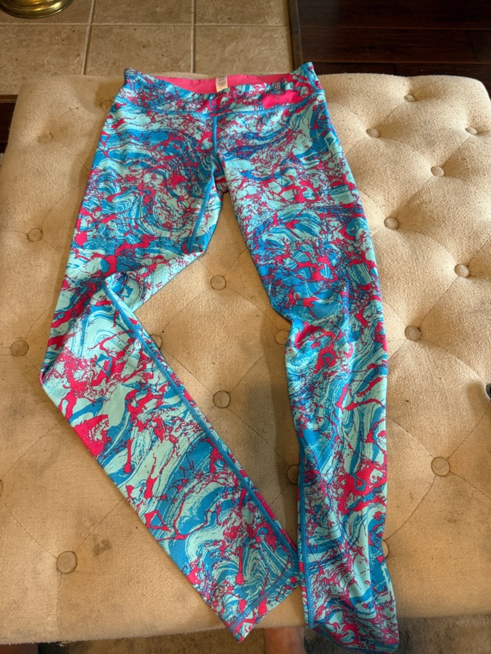 Ivivva Kids Marble Print Leggings in Blue & Pink